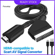 FOCUS Video Audio Adapter Mini High Resolution HDMI-compatible to Scart AV Signal Converter with USB Cable for DVD Player