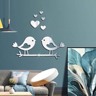 online Loving Birds Mirror Wall Sticker Loveshape Acrylic Wall Decals  3D Waterproof Selfadhesive Wa