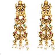 Traditional Indian Handcrafted Antique Gold Plated Kundan Polki Godess Lakshmi Temple Jewellery Jhumka Earring For Women (SJ_1917), Medium, Brass, Cubic Zirconia