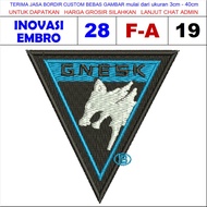 F-A19 GNESK BREAKOUT LOGO EMBROIDERY PATCH FOR TRIANGLE WOLF ARENA AREA - INOVASI EMBRO TESTIMONI