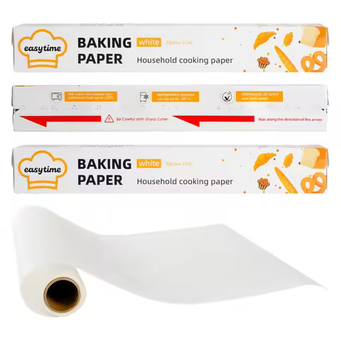 White Oil-proof Paper Roll Precut Baking Sheets for Baking Grilling Air Fryer Steaming Kitchen Cooki