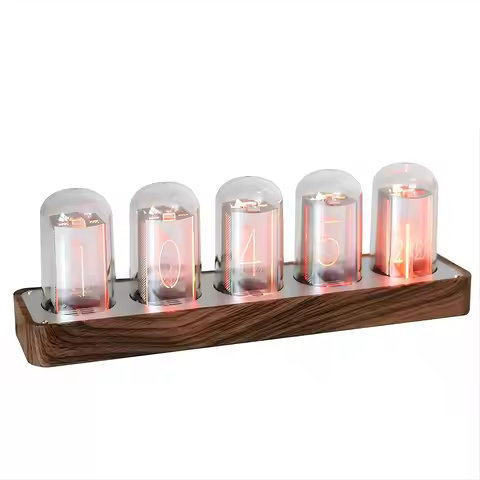 Wi-Fi Sync Retro Nixie Tube Clock with Alarm, Timer & Custom Colors - No Assembly Needed