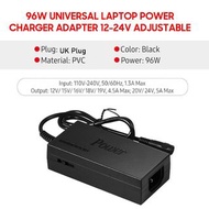 96W 通用交流電適配器筆記型電腦充電器附 8 個直流插頭轉換器 12V 至 24V 可調式便攜式充電器英國插頭 bbsckp 96W Universal AC Adapter Laptop Char