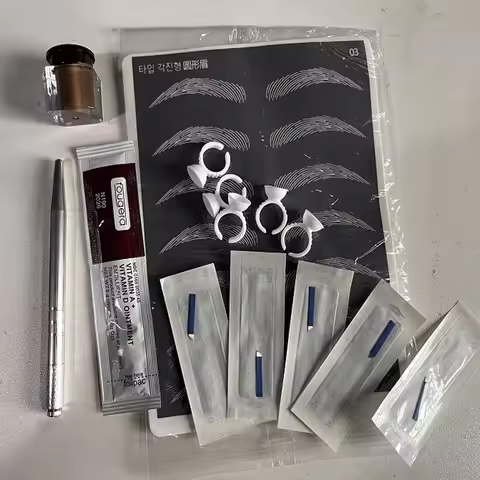 1 Set Practice Microblading Permanent 3D Makeup Eyebrow Tattoo Needle Pen Pigment Kit Tattoo Pigment