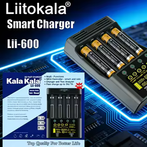LiitoKala Lii-600 LCD Display Battery Charger For 3.7V 1.2V 18650 26650 21700 26700 AA AAA Test batt