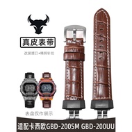 Suitable for Casio Modified GBD-200SM GBD-200UU-1D Small Square Black Samurai Genuine Leather Watch 