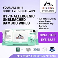 Pets Truly Hypo-Allergenic Organic & Unbleached Bamboo Pet Wipes 80s (Safe for Puppies, Kittens, Hum