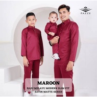 [Set Sedondon] SET SEDONDON PAZZE Baju Melayu Slim Fit Satin - BM 6063C1- MAROON