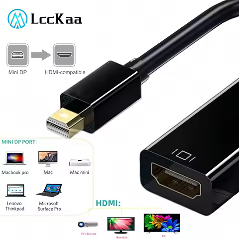 LccKaa Mini DP to HDMI-compatible Converter Cable 1080P 4K Thunderbolt 2 Mini DisplayPort to HDMI Ad