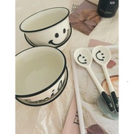 Smiley face bowl set 2 spoons + 2 cups
