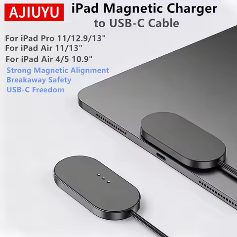 AJIUYU Magnetic Wireless Charger For iPad Pro 13"/11"/12.9"/10.9" Fast Charging with USB C to C Char