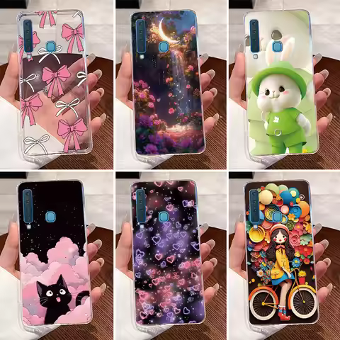 For Samsung Galaxy A9 2018 Casing A920F Clear Luxury Cute Love Rabbit Funny Soft TPU Shell For Samsu