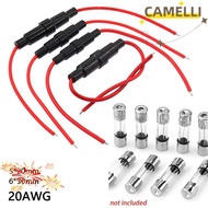 CAMELLI5Q 1/10Pcs Fuse Casing, 5*20mm 6*30mm Screw Type 5X20mm Glass Fuse Holder, 250V with 20AWG Wi