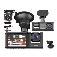 MeeGo Car Dashcam 3 Camera 1080P Loop Recording for Car Front + Interior + Back / Rear Dash Cam Vide