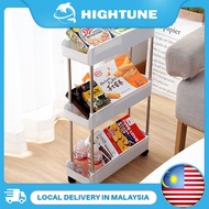 HIGHTUNE 3 Tier Multifunction Storage Trolley Rack Office Shelves Home Kitchen Rack With Plastic Wheel Rak