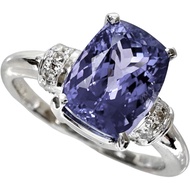 Size 9 Tanzanite 2.105ct Diamond 0.06ct Ring, K18WG White Gold, 3.8g, Women's [Used]
