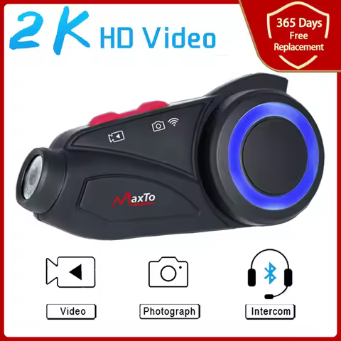 Maxto M3S Motorcycle Bluetooth Helmet Headset Intercom Waterproof Lens WiFi 2K Video Recorder DVR In