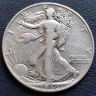 Uang Koin Perak Kuno Half Dollar Liberty Amerika Tahun 1946 Silver