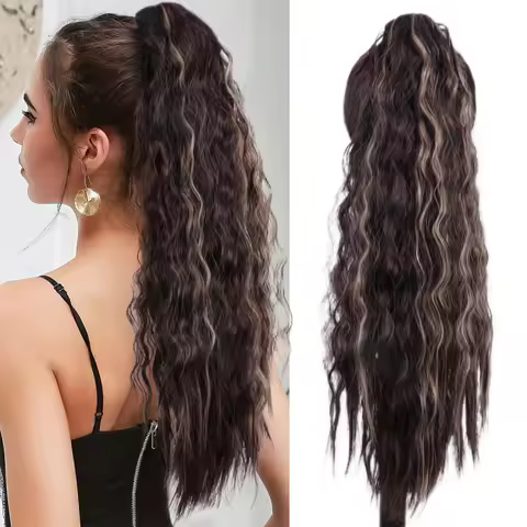 European and American Style Wool Curl Ponytail Hairpiece for Women, Long Hair Ponytail, Tie-Up Fashi