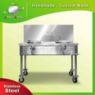 Handmade Stainless Steel Kitchen Two Burner Gas Stove/Dapur Masak Gas 2 Burner/Kwali Range Duo Burne
