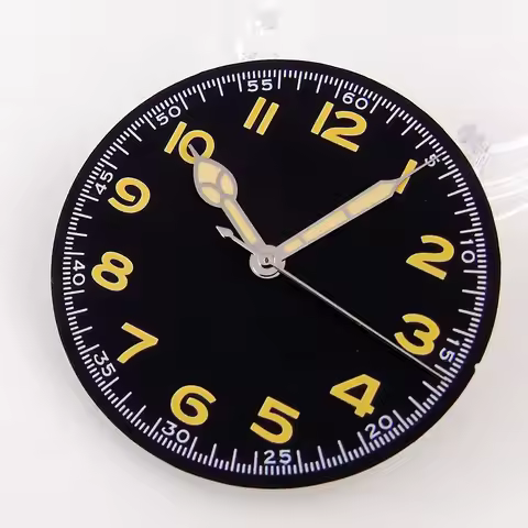 Nologo 33.5mm Watch Dial Yellow Hand set for NH35A NH36A 7s26 7s36 7s25 7s35 4r15 4r35 4r36 6309 700