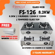 [FREE BUBBLE WRAP] Firenzzi FS-126 | FS-148 Tempered Cooking Glass Gas Hob Gas Stove 4.1kW | 4.2kW +