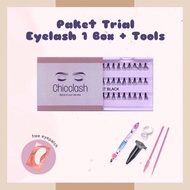 Chicclash TRIAL PACKAGE eyelash Extension Package includes 1 box of eyelashes 1 small glue 24 weeks 
