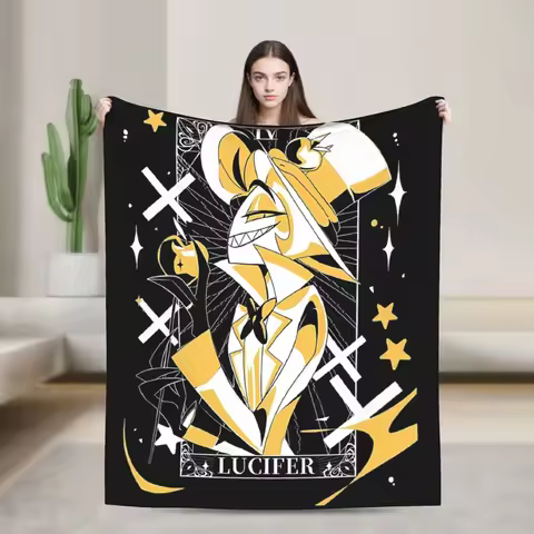 Lucifer Morningstar Hazbin Hotel Fleece Winter Blanket Breathable Lightweight Thin Throw For Home Ou