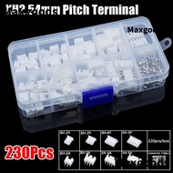 MAXGOODS 230Pcs Pin Connector, Male And Female 2p 3p 4p 5pin 2.54mm Pitch Terminal, Housing Kit XH2.