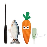 FOFOS Two Lucky Tanuki Cat Toys Teasing Cat Stick Jumping Fish Electric Set
