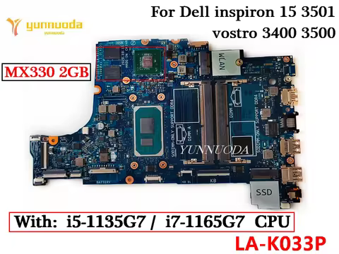 LA-K033P For Dell inspiron 15 3501 vostro 3400 3500 Laptop Motherboard With i5-1135G7 i7-1165G7 CPU 