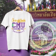 CMU Chiang mai university T-Shirt White Light Purple Black Wear It Beautifully And Cool.