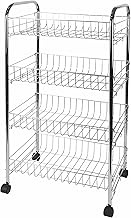 4 Tier Chrome Metal Kitchen Trolley with Wheels 41 x 26.5 x 75 cm