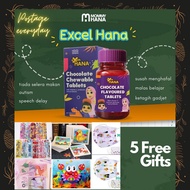 ⭐️5 FREE GIFTS⭐️EXCEL HANA mommyhana Original HQ Vitamin Minda 60 Biji Chocolate Tablet Fokus Belaja