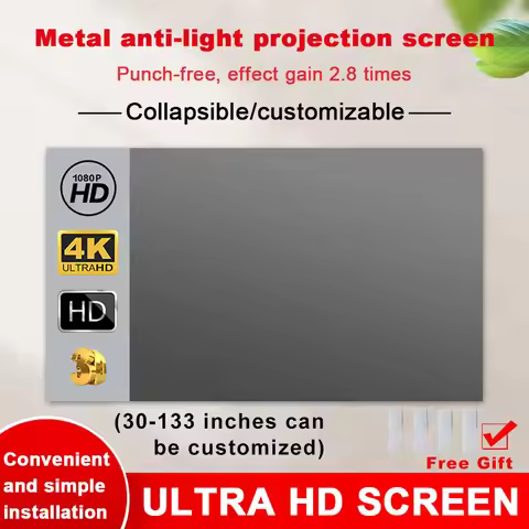 Portable Projector Screen High Brightness 16:9 Metal Anti Light Curtain 84 100 120 133 150 Inches Ho
