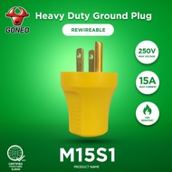 GONEO 3Pin Unbreakable Heavy Duty Ground Plug 15A M15S1