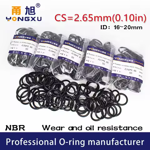50PCS/Lot Black NBR Sealing O-Ring CS2.65mm ID16/17/18/19/20*2.65mm O Ring Seal Rubber Gasket Rings 