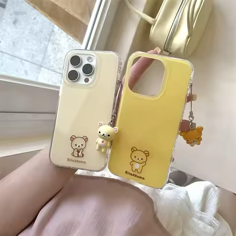 Cartoon Kawaii R-Rilakkuma Bear Phone Case For iPhone 17 Air 16 Pro Max 15 14 Plus 13 12 11 Pro Shoc