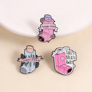 Funny Asthma Inhaler Enamel Pin Sassy "Asthma Babe" Brooch Floral Decorated Badge for Backpack Trend