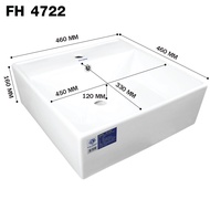 Blue diamond อ่าง อ่างล้างหน้า วางเคาน์เตอร์ เซรามิค FH 4711 ทรงกลม FH 4722 ทรงจัตตุรัส ฟรี สะดือ ท่