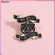 Game Peripherals Dungeons &amp; Dragons Dice Enamel Brooch with English Text "My Roll in Life" Enamel Brooch Souvenir Backpack Accessories Gift for Friends