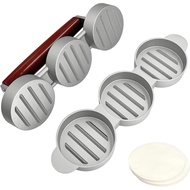 Burger Press Patty Maker Set with 100 Non-Stick Papers - 3x2.5 Inch Mold for Making Three Mini Patti