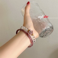 Bangle bracelet set for women 【Chinese new fashion】flower beads bracelets imitation jade hand ring j