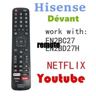 Hisense Dévant EN2BC27 EN2BD27H smart tv remote With Netflix Sticker Youtube Compatible TV model 50K