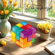 0.98 Inch Transparent Colorful Creative Magnetic Building Blocks, Compatible With Major Magnetic Toy