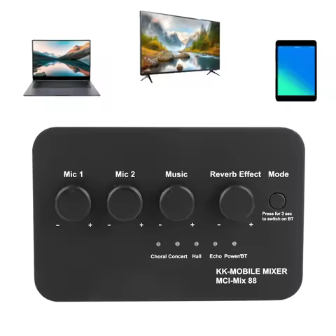 Portable Karaoke Microphone Mixer 3.5mm AUX BT Connection Digital Audio Sound Karaoke Machine for DJ