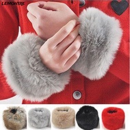 LEMONTRE Faux Fur Wrist Cuffs for Wool Coat & Jackets Women's Fashion Windproof Arm Warmer