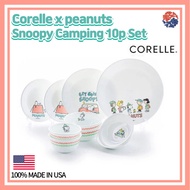 Corelle x Peanuts Snoopy Camping 10p Set/Corelle USA/Snoopy Plate/Corelle Plate/Snoopy kitchen/pastelton plate/Dinnerware Corelle set/Large Plates/ Corelle Kitchen /Corelle Dining Sets