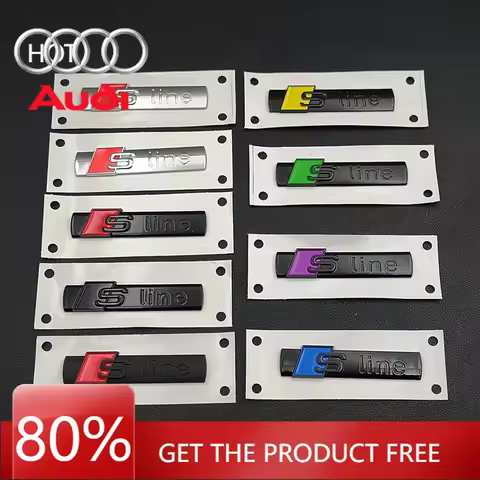 2026 Hot Interior Stickers 2Pcs Audi 3D ABS Chrome Black Sline Logo SLine Emblem Car Fender Badge Fo