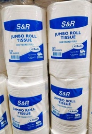 S&R Jumbo Roll Tissue 2-Ply 100% Virgin Pulp 4 rolls